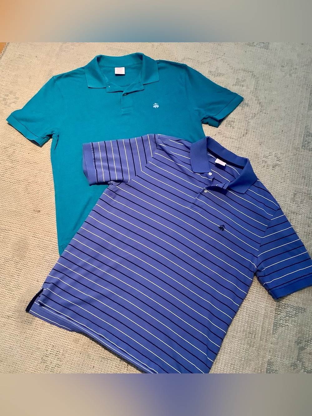 Brooks Brothers Teal & Blue Striped Polo Shirts